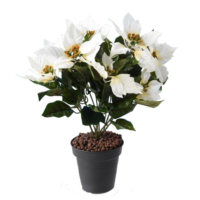 Poinsetia artificiel rouge, rose, crème