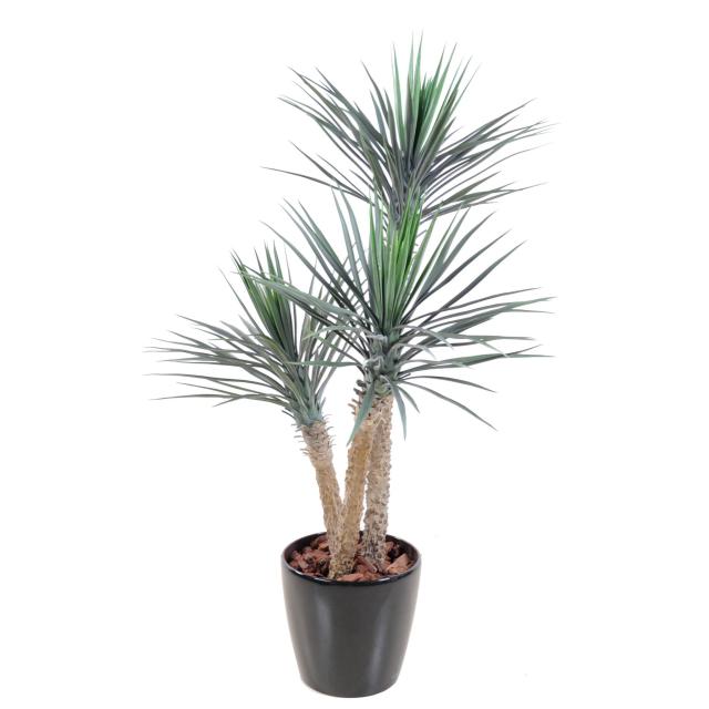 Yucca Artificiel Rostrata 115 cm de Hauteur 3 Troncs en Fibre de Verre