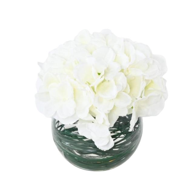 Centre de Table Artificiel Hortensia Blanc